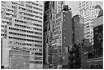 Vintage high-rise buildings, Manhattan. NYC, New York, USA ( black and white)