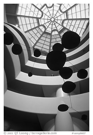 Interior of the Guggenheim Museum. NYC, New York, USA (black and white)
