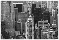 Midtown Manhattan with St Patricks Cathedral from Empire State Building. NYC, New York, USA ( black and white)