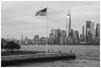 Manhattan skyline with One World Trade Center. NYC, New York, USA ( black and white)