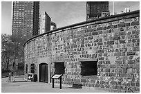 Circular fort, Castle Clinton National Monument. NYC, New York, USA ( black and white)