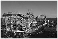 Cyclone roller coaster. New York, USA ( black and white)