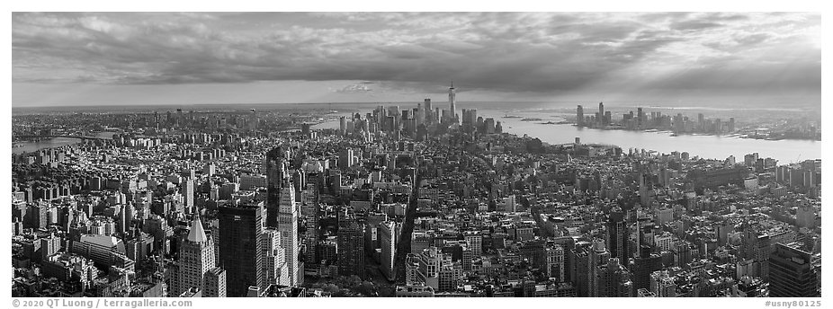 Manhattan with Freedom Tower from Empire State Building. NYC, New York, USA (black and white)