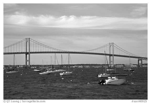 Claiborne Pell Newport Bridge over the East Passage of the Narragansett Bay. Newport, Rhode Island, USA