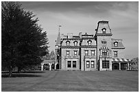 Chateau-sur-Mer mansion in Victorian style, viewed from lawn. Newport, Rhode Island, USA ( black and white)