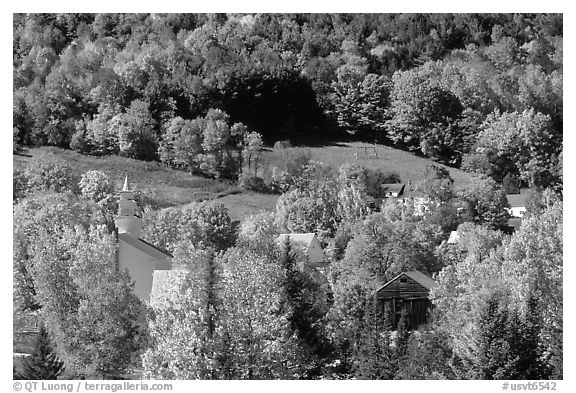 East Topsham village with autumn foliage. Vermont, New England, USA (black and white)