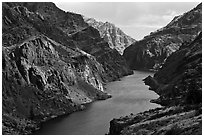 Snake River Gorge. Hells Canyon National Recreation Area, Idaho and Oregon, USA (black and white)