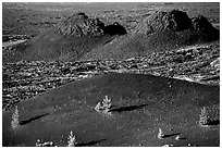 Spatter cones from cinder cone. Craters of the Moon National Monument and Preserve, Idaho, USA ( black and white)