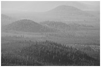 Old cinder cones in the distance. Newberry Volcanic National Monument, Oregon, USA ( black and white)