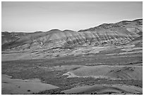 Painted hills at dusk. John Day Fossils Bed National Monument, Oregon, USA (black and white)