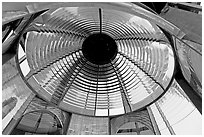 Glass prism, Cap Meares lighthouse. Oregon, USA (black and white)