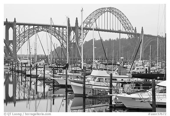 Marina and Yaquina Bay Bridge. Newport, Oregon, USA