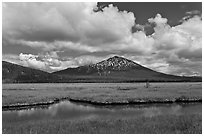 Meadow and South Sister in early summer. Oregon, USA ( black and white)