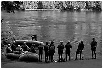 Rafting instruction, Ben and Kay Doris Park. Oregon, USA (black and white)