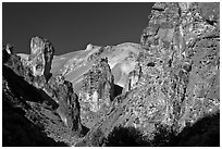Volcanic rock formations, Leslie Gulch. Oregon, USA ( black and white)