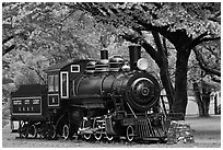 Seattle City Light locomotive, Newhalem. Washington (black and white)