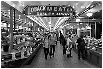 Main Arcade, Pike Place Market. Seattle, Washington (black and white)
