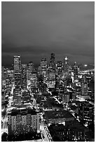 Night skyline. Seattle, Washington ( black and white)