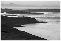 Cattle Point and Lighthouse at dawn, San Juan Island. Washington ( black and white)