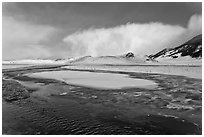 Stream in winter, National Elk Refuge. Jackson, Wyoming, USA (black and white)
