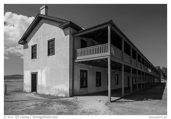 Cavalry Barracks. Fort Laramie National Historical Site, Wyoming, USA (black and white)