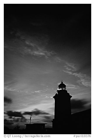 Lighthouse at dusk, Cabo Rojo. Puerto Rico (black and white)