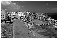 Street and El Morro Fortress. San Juan, Puerto Rico (black and white)