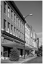 Sidewalk and historic downtown buildings. Selma, Alabama, USA (black and white)