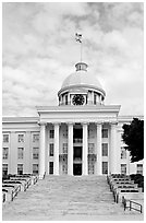 State Capitol and stairs. Montgomery, Alabama, USA (black and white)