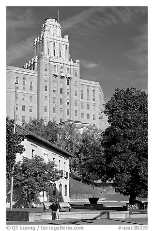 Rehabilitatin center above National Park headquarters. Hot Springs, Arkansas, USA (black and white)