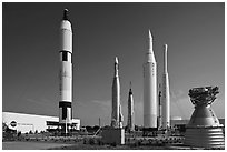 Saturn Rockets, John F. Kennedy Space Center. Cape Canaveral, Florida, USA (black and white)