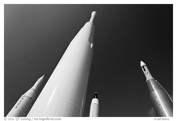 Space rockets, NASA. Cape Canaveral, Florida, USA (black and white)