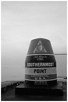 Southermost point in continental US. Key West, Florida, USA (black and white)