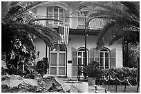 Facade of Hemingway's house. Key West, Florida, USA ( black and white)