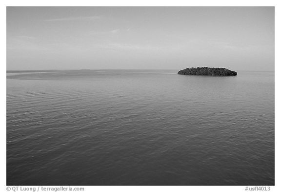 Small island in Florida Bay. The Keys, Florida, USA (black and white)