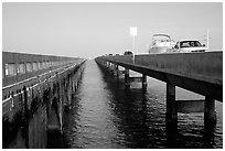 Abandonned and current Seven-mile bridges. The Keys, Florida, USA ( black and white)