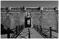 Entrance, Castillo de San Marcos Spanish Fort. St Augustine, Florida, USA ( black and white)