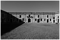 Interior courtyard, Castillo de San Marcos National Monument. St Augustine, Florida, USA (black and white)