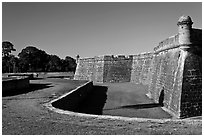 Coquina walls of historic fort, Castillo de San Marcos National Monument. St Augustine, Florida, USA ( black and white)