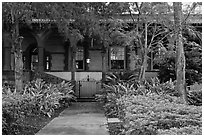 Lush gardens, Flagler College. St Augustine, Florida, USA ( black and white)