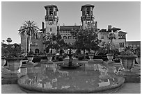 City Hall, formerly Hotel Alcazar. St Augustine, Florida, USA (black and white)