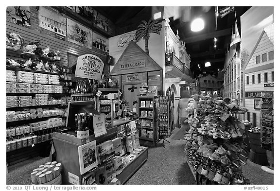 Souvenir shop, Mallory Square. Key West, Florida, USA (black and white)