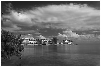 Colorful conch cottages, Conch Key. The Keys, Florida, USA ( black and white)