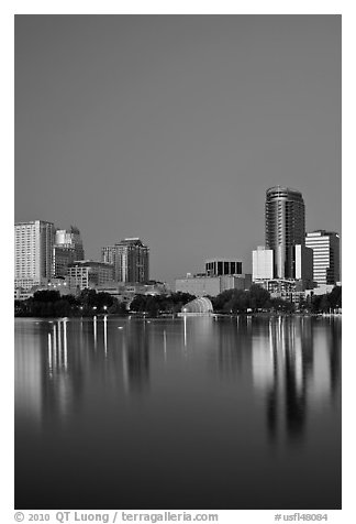 Night skyline. Orlando, Florida, USA (black and white)