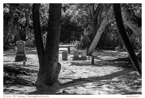 Cemetery, Chapel by the Sea, Captiva Island. Florida, USA (black and white)