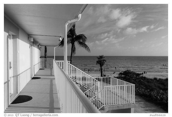 Beachfront resort and ocean, Sanibel Island. Florida, USA