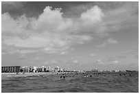 Sarasota skyline seen from Siesta beach waters. Florida, USA ( black and white)