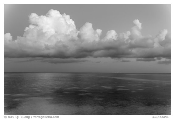 Thunderstorm clouds at dusk, Little Duck Key. The Keys, Florida, USA (black and white)