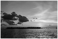 Sunset Island at sunset. Key West, Florida, USA ( black and white)