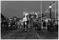 Street entertainer and spectators. Key West, Florida, USA ( black and white)